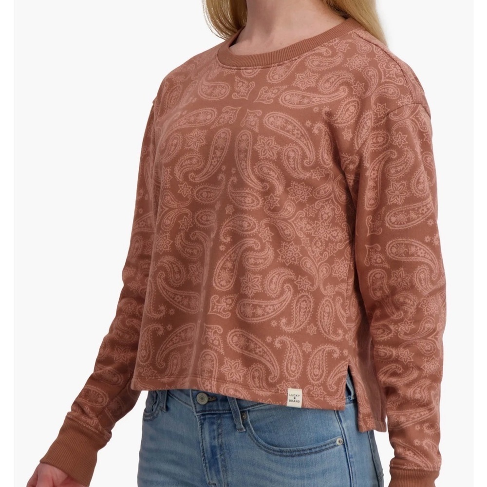 NWT Lucky brand 
Paisley Crewneck Long Sleeve Top women S - Picture 2 of 8